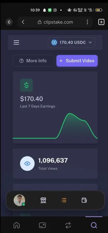 Clipstake earning proof Screenshot 1